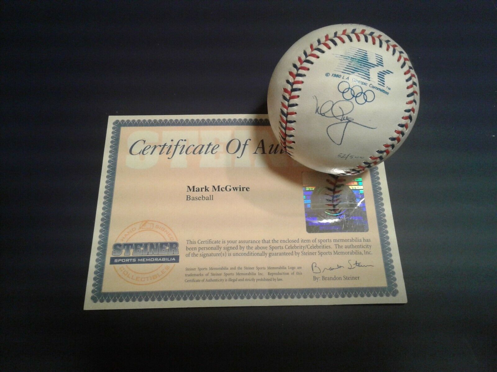Mark McGwire Signed Official 1984 Olympic Baseball Steiner and MLB Authenticated