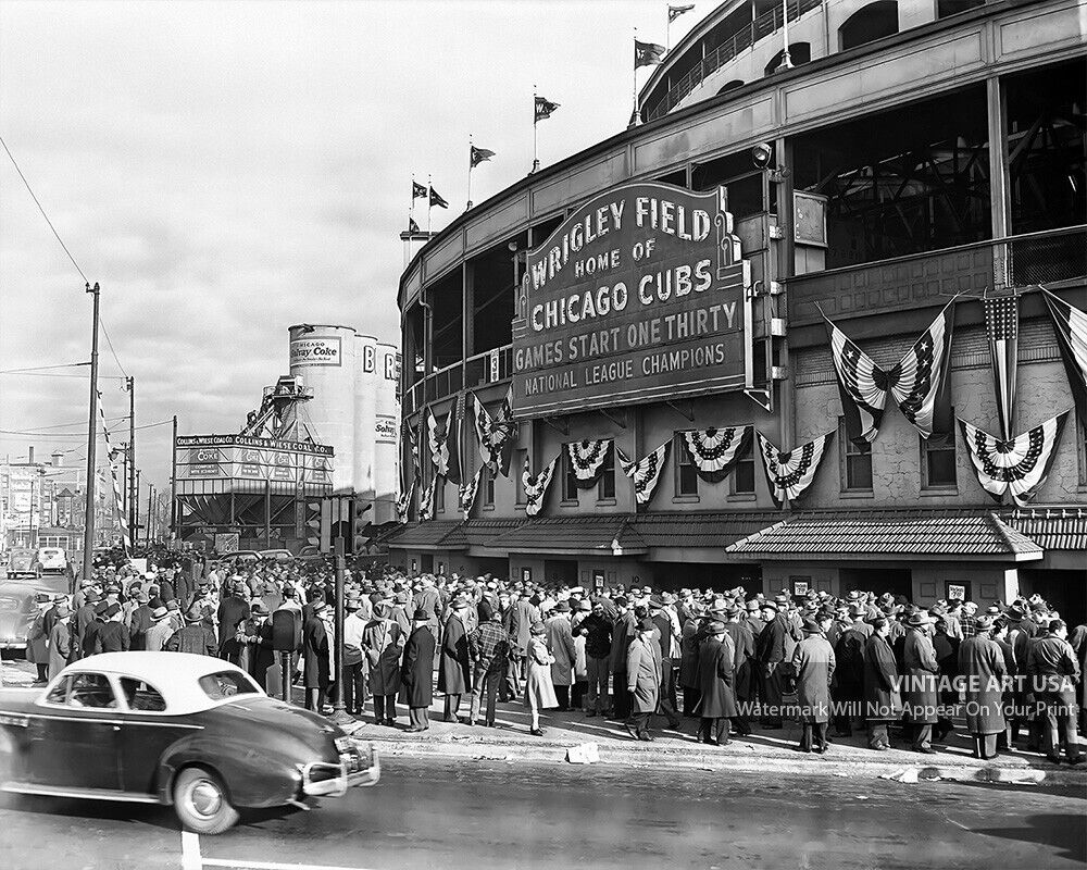 Wrigley Field Chicago Cubs 1945 World Series Baseball Stadium Vintage Photo