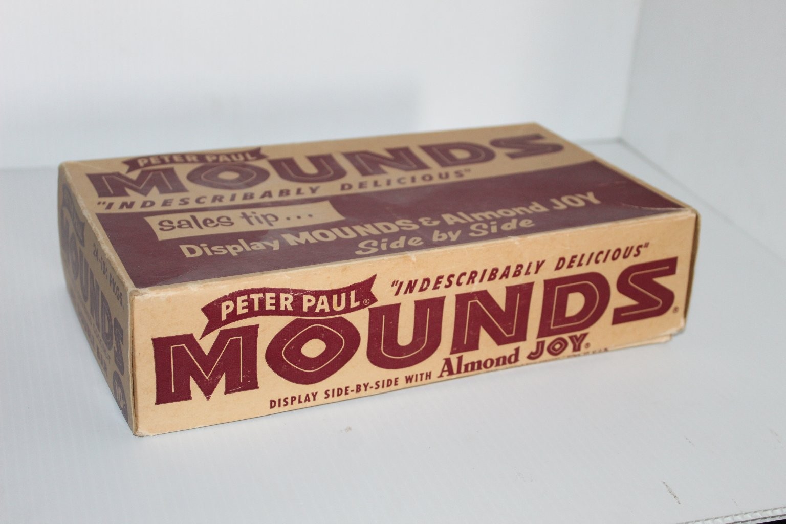 Vintage Peter Paul Mounds & Almond Joy Candy Bar Display Box Advertising Sign Vintage Peter Paul Mounds & Almond Joy Candy Bar Display Box Advertising Sign