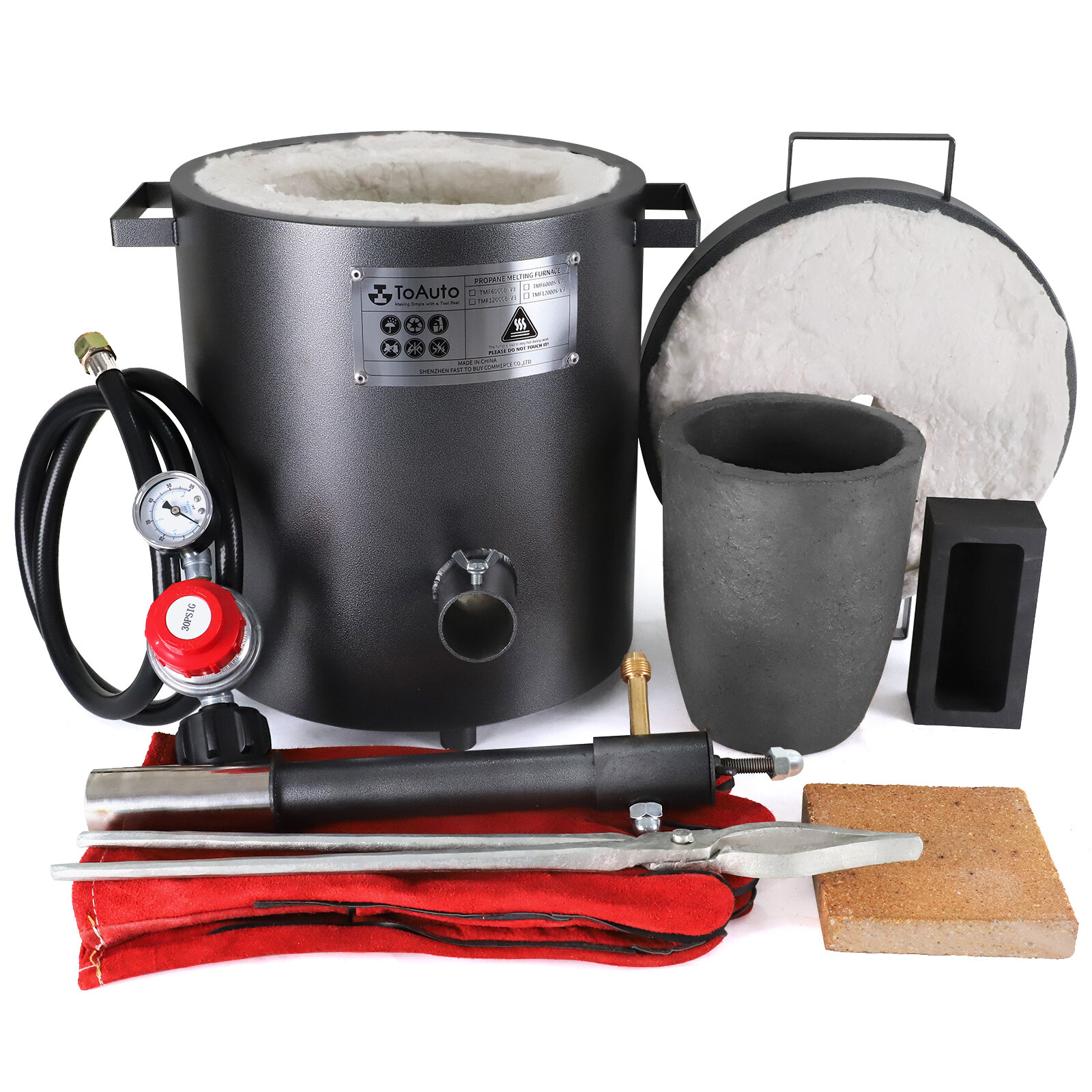 TOAUTO 12KG GAS METAL MELTING FURNACE Propane Forge Copper Brass Bronze Silver