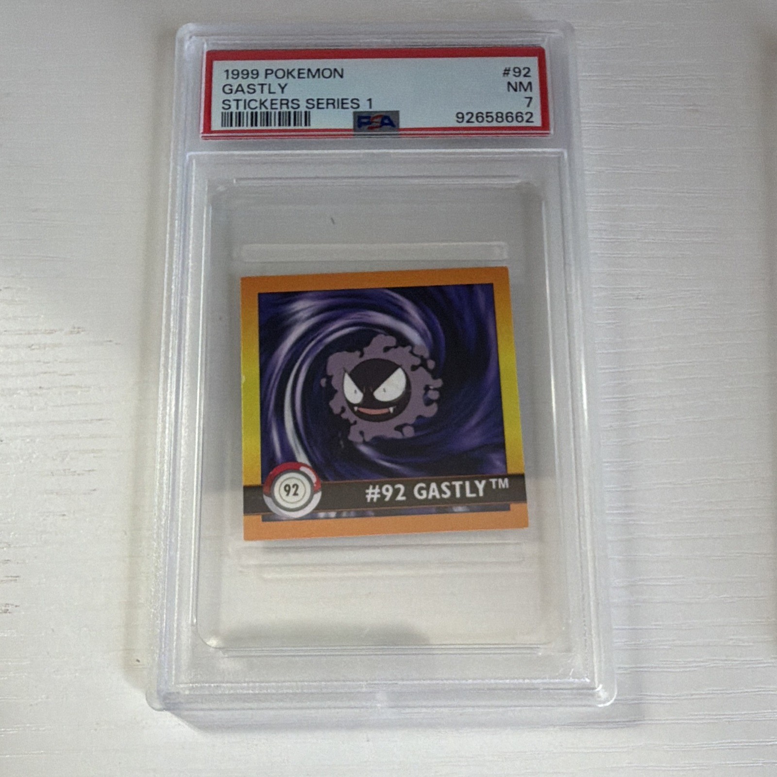 1999 Artbox Pokémon Stickers Series 1 #92 Gastly PSA 7 Cert 92658662 1999 Artbox Pokémon Stickers Series 1 #92 Gastly PSA 7 Cert 92658662