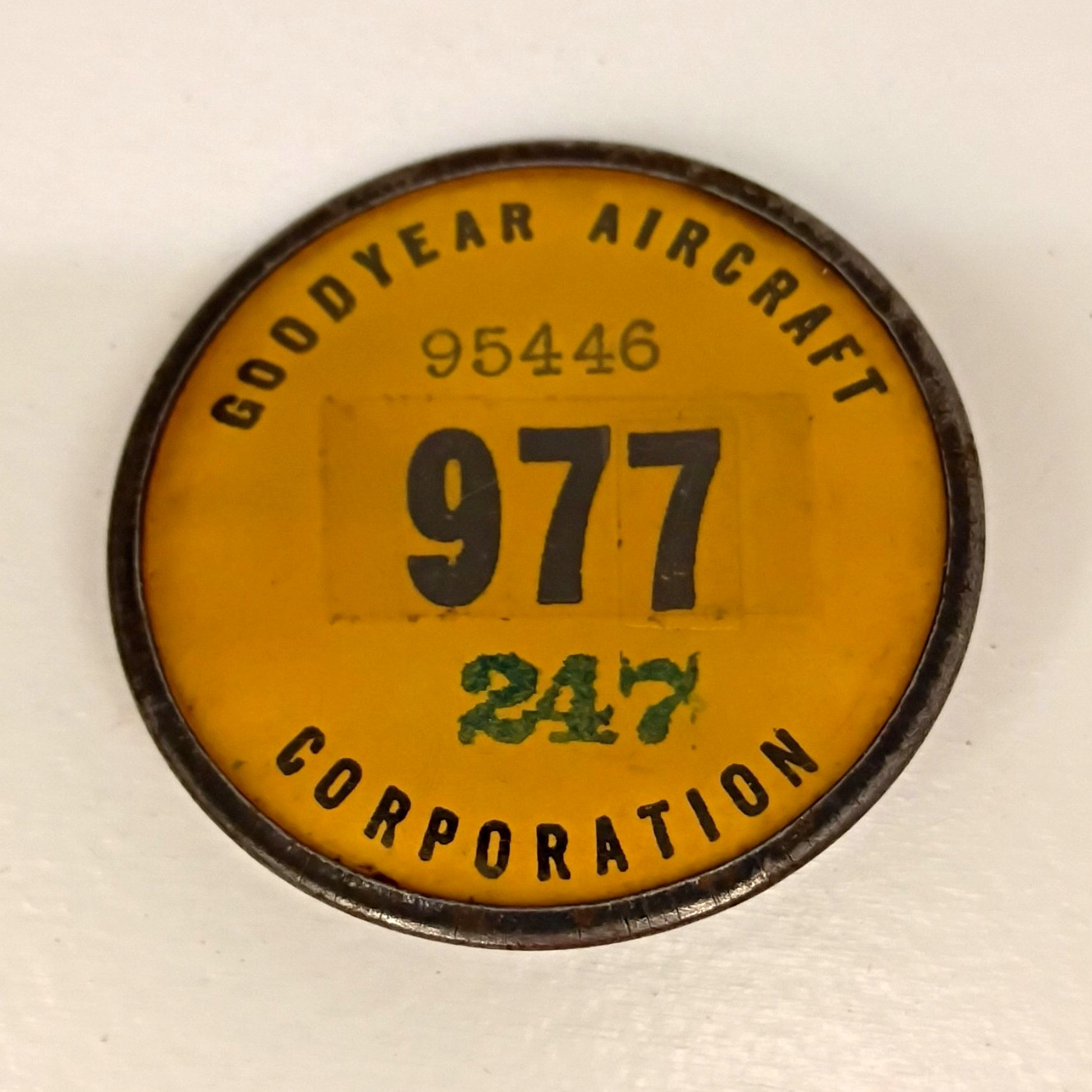 Goodyear Aircraft Corporation Employee Badge WWII Era. Vintage. Goodyear Aircraft Corporation Employee Badge WWII Era. Vintage.