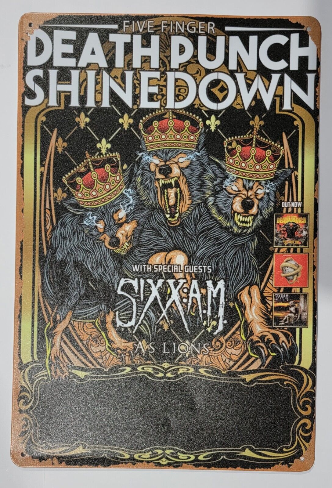 FIVE FINGER DEATH PUNCH | SHINEDOWN | SIXX A.M. 2016 Tour Rare Tin Wall Decor