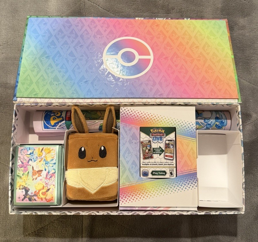 Prismatic Evolutions Super Premium Collection Empty Box w/ Playmat & Deck Box