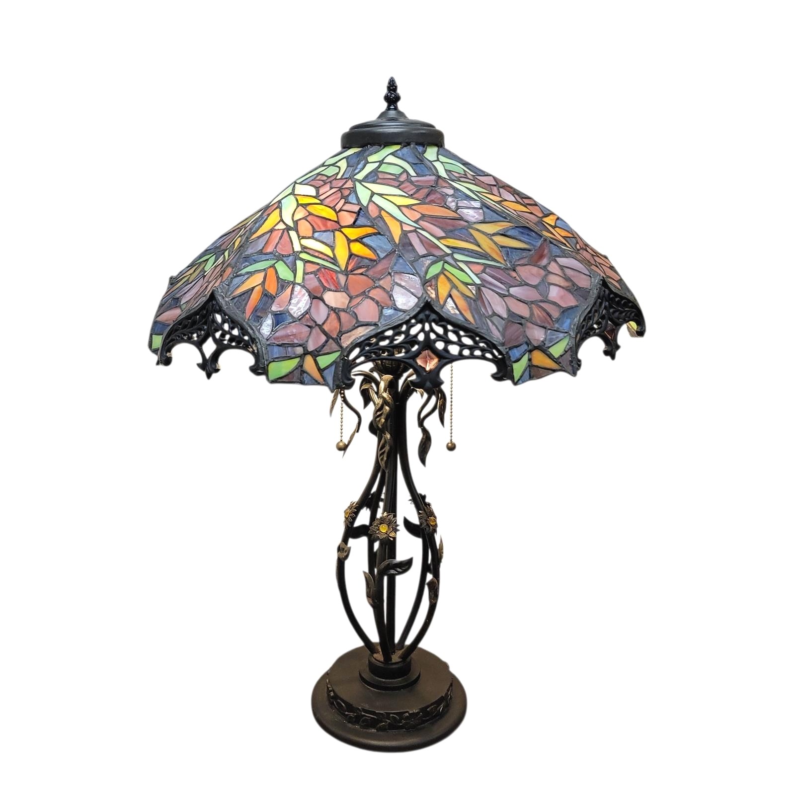 Tiffany Style Stained Glass Table Lamp Floral Ornate Metal Base - Local Pickup Tiffany Style Stained Glass Table Lamp Floral Ornate Metal Base - Local Pickup