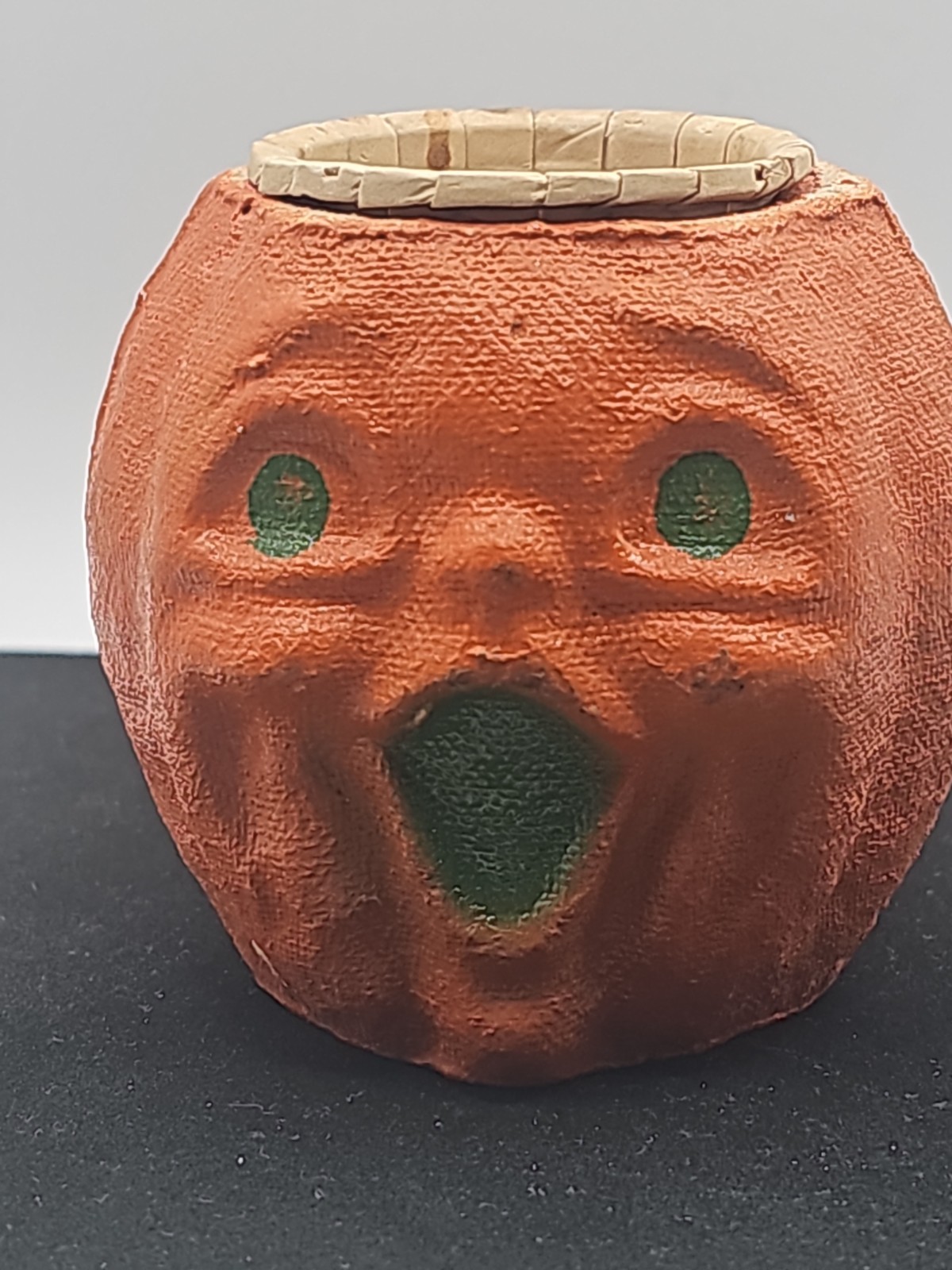 Antique Vintage Halloween Paper Mache Jack-o-lantern Nut Cup choir boy 1940s Antique Vintage Halloween Paper Mache Jack-o-lantern Nut Cup choir boy 1940s