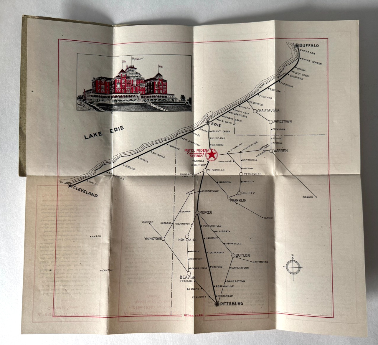 Vtg ca 1910s Cambridge Springs PA Hotel Rider Vtg ca 1910s Cambridge Springs PA Hotel Rider
