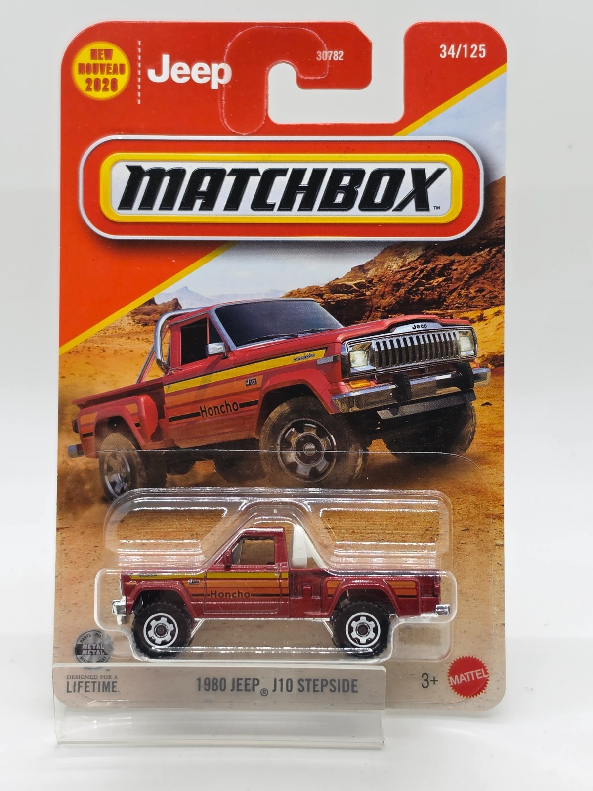 2026 Matchbox 1980 Jeep J10 Stepside Honcho Bordeaux Metallic Red #34/125 2026 Matchbox 1980 Jeep J10 Stepside Honcho Bordeaux Metallic Red #34/125