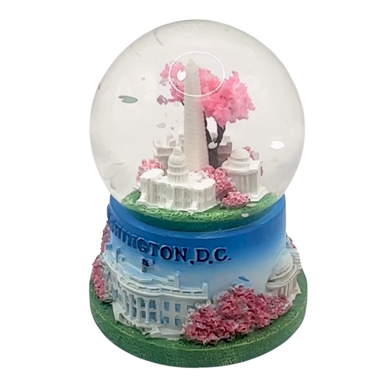 Washington DC Glitter Snow Globe Landmarks Cherry Blossom Resin - 3 Sizes