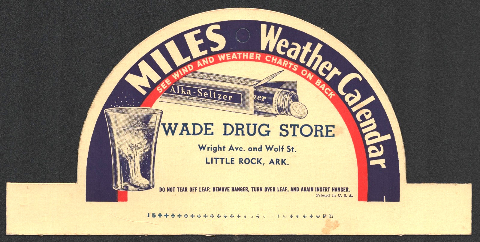 1930s Alka-Seltzer Dr. Miles Weather Calendar Topper Advertising Little Rock AR 1930s Alka-Seltzer Dr. Miles Weather Calendar Topper Advertising Little Rock AR