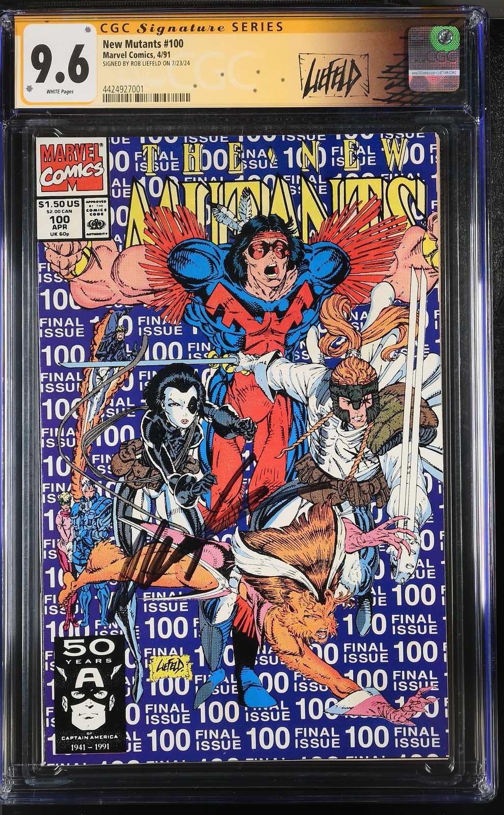 CGC 9.6 SS NEW MUTANTS #100 CUSTOM LABEL ROB LIEFELD 1ST X-FORCE SHATTERSTAR