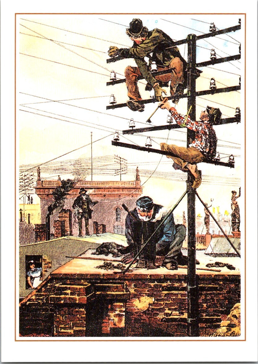 Berlin Germany Telephone Workers on Roof 1882 Continental Postcard B926 Berlin Germany Telephone Workers on Roof 1882 Continental Postcard B926