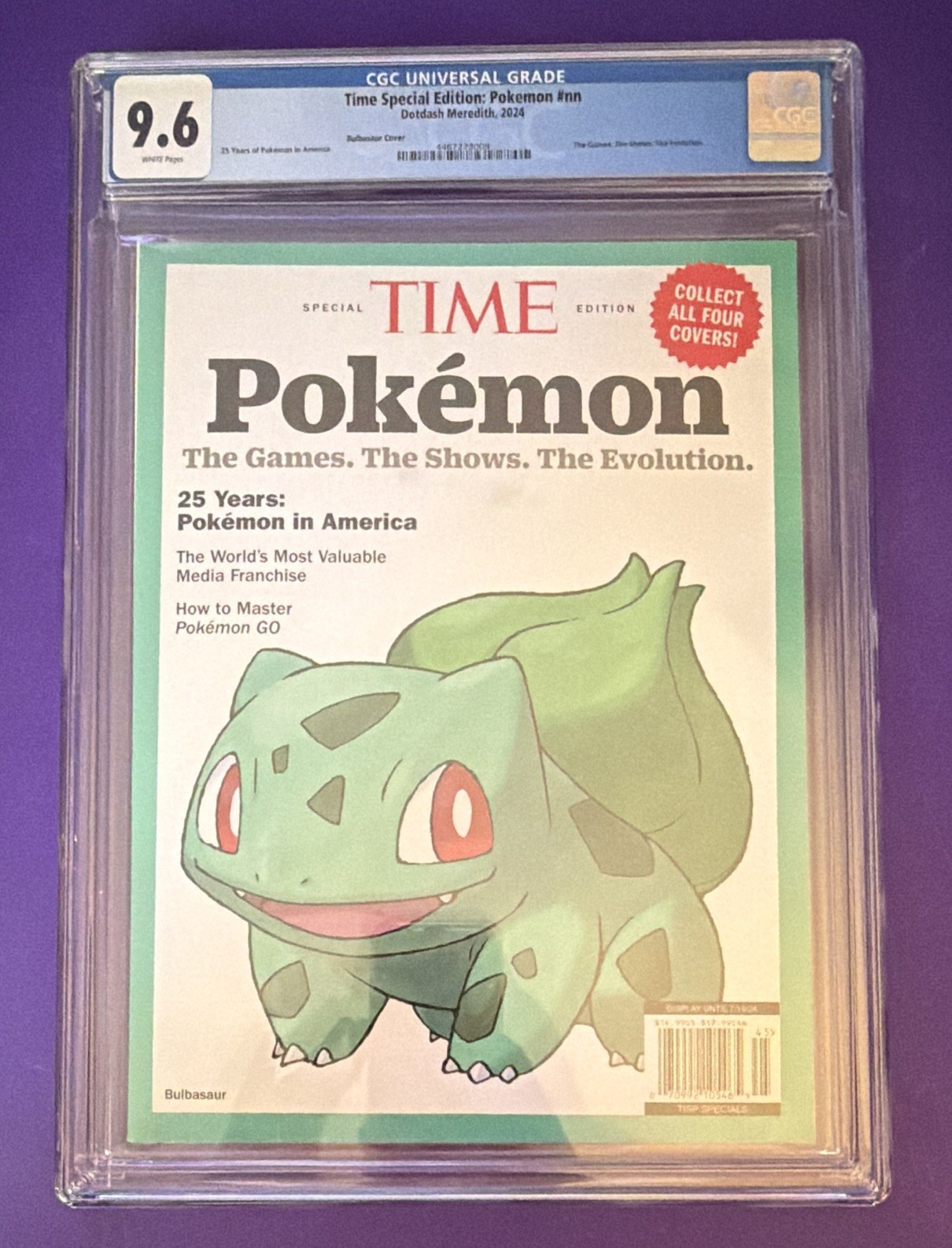 FIRST PRINT Time Special Edition: Pokemon Edition Bulbasaur CGC 9.6 (2024) FIRST PRINT Time Special Edition: Pokemon Edition Bulbasaur CGC 9.6 (2024)