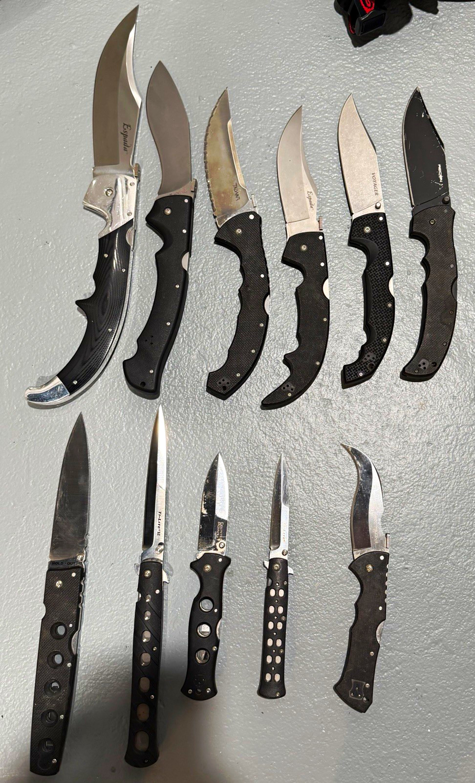 Lot of 11 Cold Steel Folding Knives Espada XL+L Rajah Talwar Recon Ti-Lite Used Lot of 11 Cold Steel Folding Knives Espada XL+L Rajah Talwar Recon Ti-Lite Used