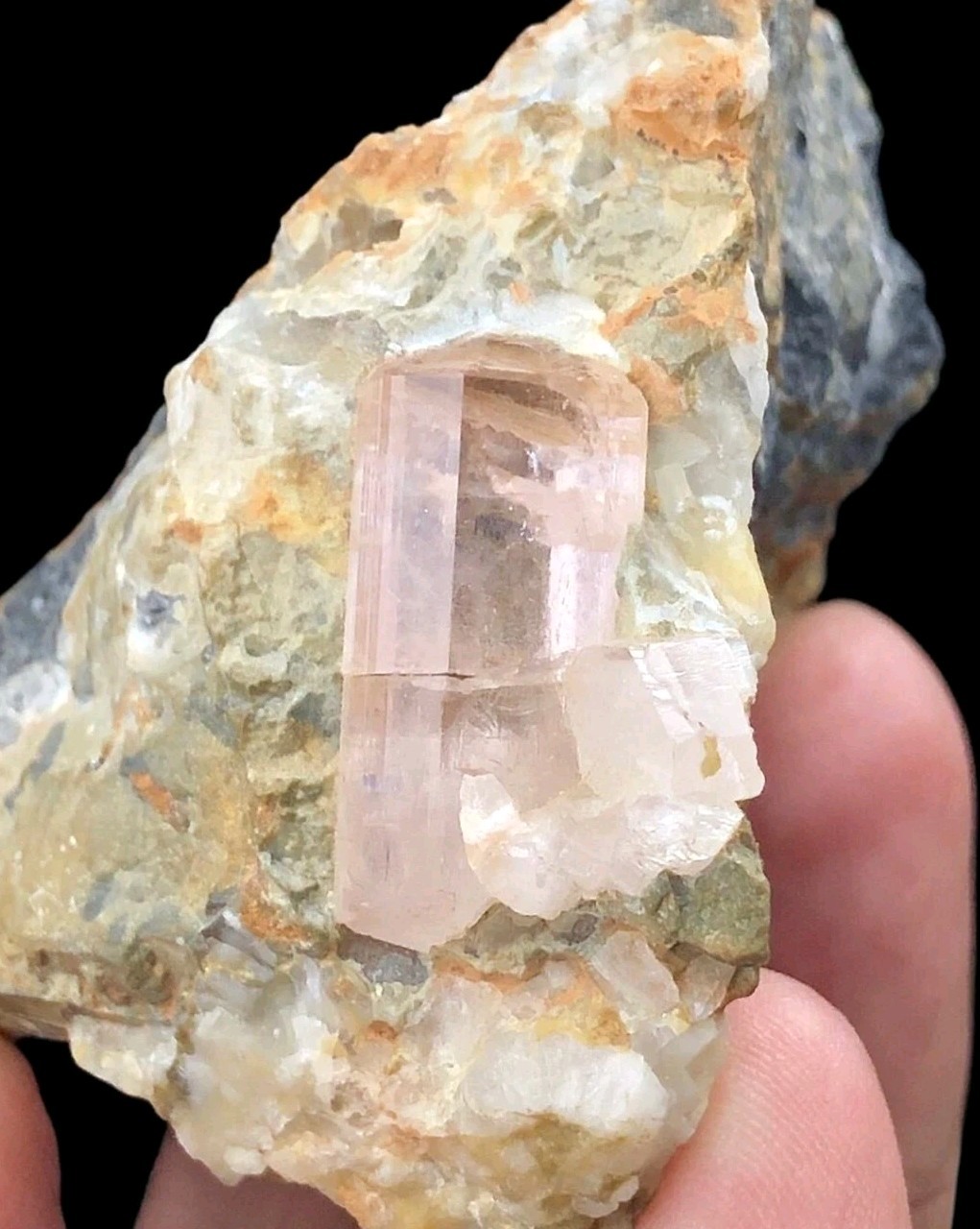 72 Grams Natural Transparent Pink Topaz Crystal on Matrix | Katlang Pakistan 