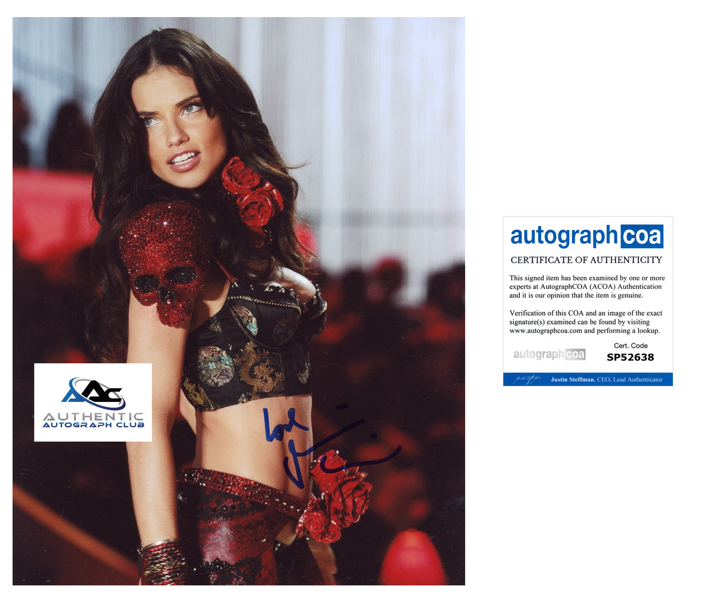 SUPERMODEL ADRIANA LIMA AUTOGRAPH SIGNED 8x10 PHOTO VICTORIA\'S SECRET ACOA SUPERMODEL ADRIANA LIMA AUTOGRAPH SIGNED 8x10 PHOTO VICTORIA\'S SECRET ACOA