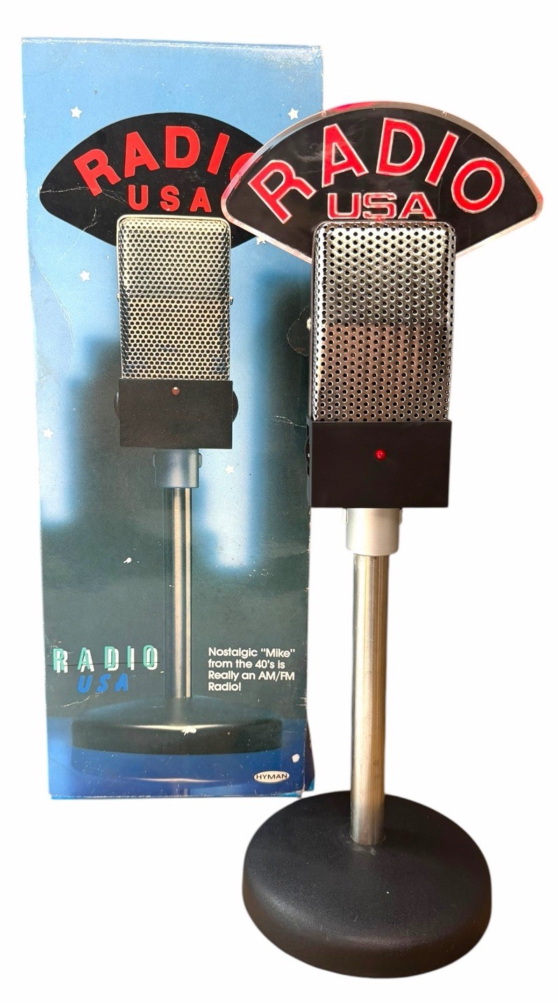 NEW IN BOX Vintage Radio USA AM/FM Microphone Radio Mike Chrome Hyman Products NEW IN BOX Vintage Radio USA AM/FM Microphone Radio Mike Chrome Hyman Products
