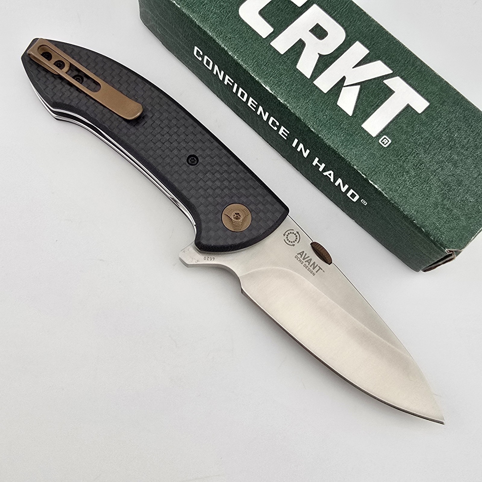 CRKT Avant 4620 Folding Knife Drop Point 8Cr14MoV Carbon Fiber G10 Flipper EDC