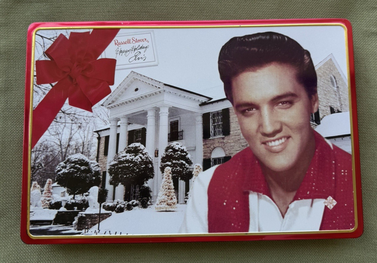 Russell Stover Happy Holidays Elvis Tin Box Empty Catalog 2011 Russell Stover Happy Holidays Elvis Tin Box Empty Catalog 2011