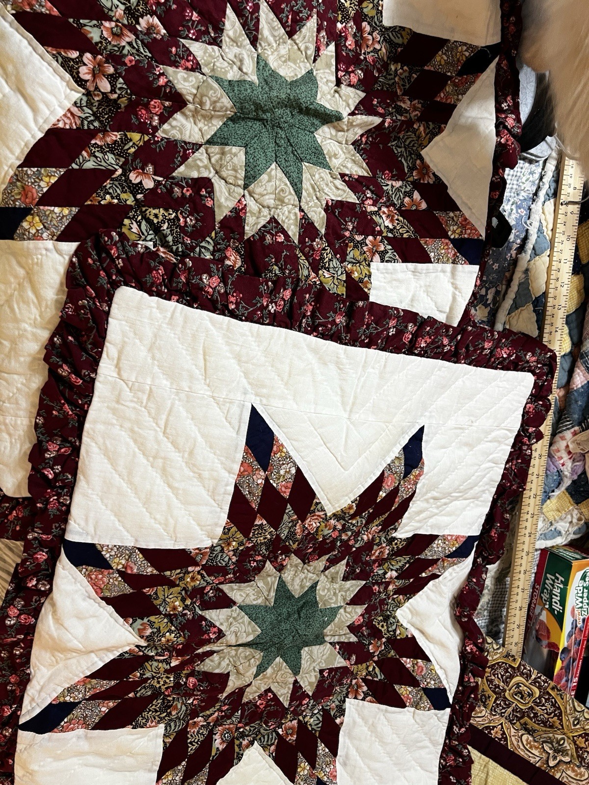 Two vintage quilted pillow shams- \ Two vintage quilted pillow shams- \