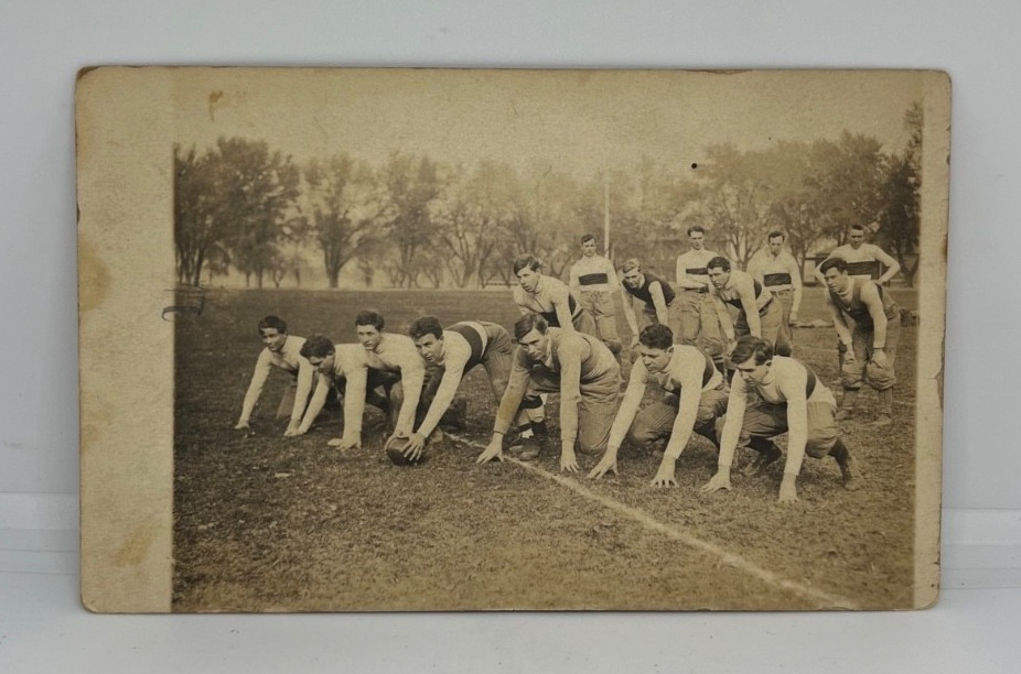VTG RPPC Postcard Early Football Team Split Back Unposted Vintage Black White VTG RPPC Postcard Early Football Team Split Back Unposted Vintage Black White
