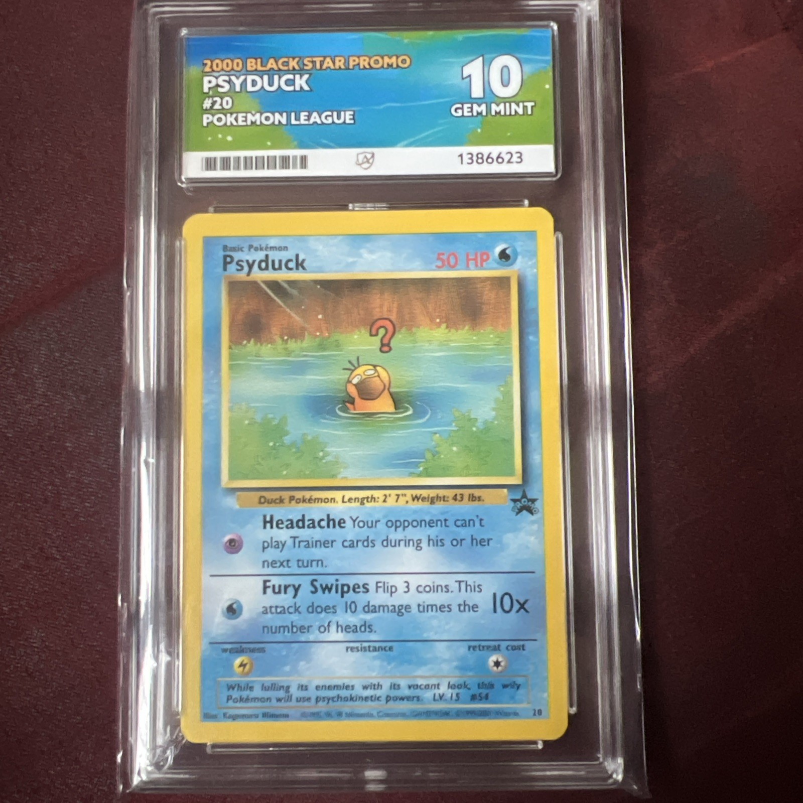 2000 Pokemon League Black Star Promo Psyduck #20 ACE10 Gem Mint 2000 Pokemon League Black Star Promo Psyduck #20 ACE10 Gem Mint
