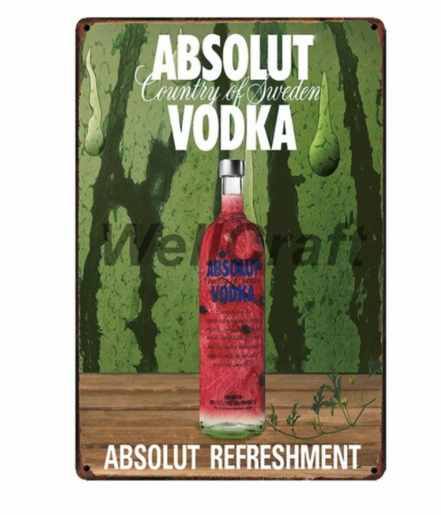 20x30 Vodka Absolut Metal Tin Signs Wall Art Iron Poster Vintage Bar Pub Decor
