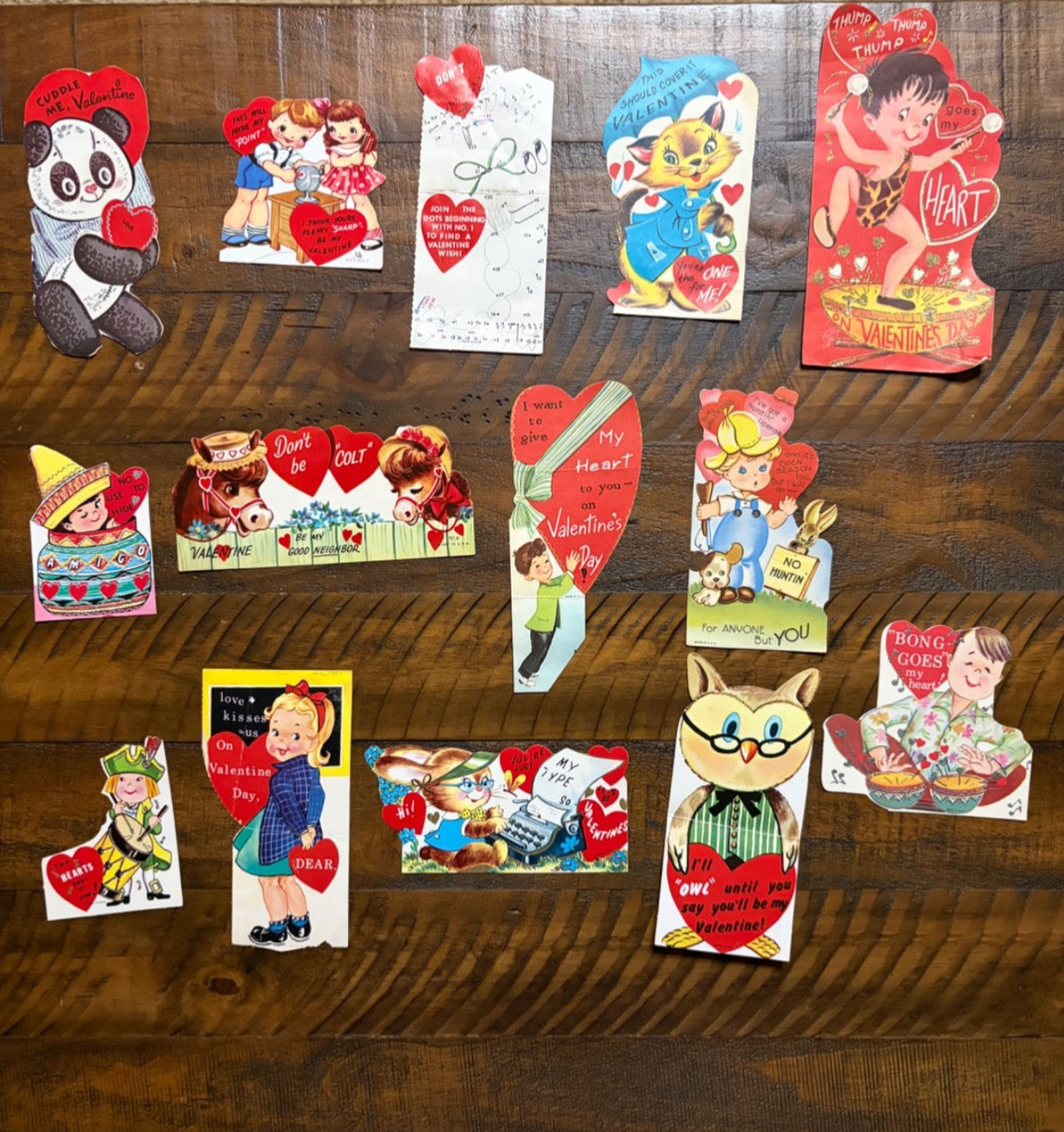 Vintage 60’s Valentines Lot of 14 - Pre-used Assorted die-cut Vintage 60’s Valentines Lot of 14 - Pre-used Assorted die-cut