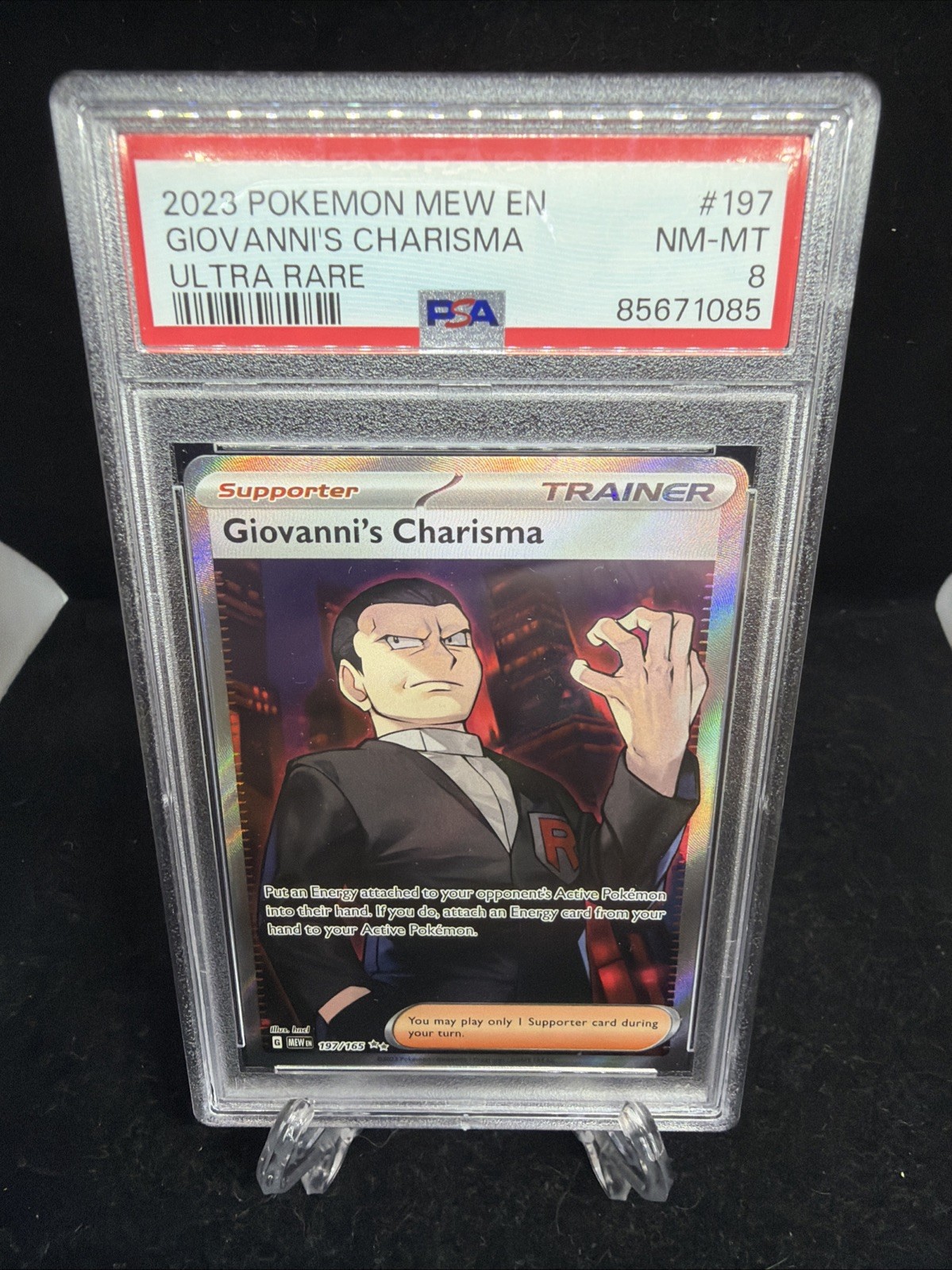 Pokemon GIOVANNI\'S CHARISMA 197/165 PSA 8 NM/MINT SHIPS TODAY