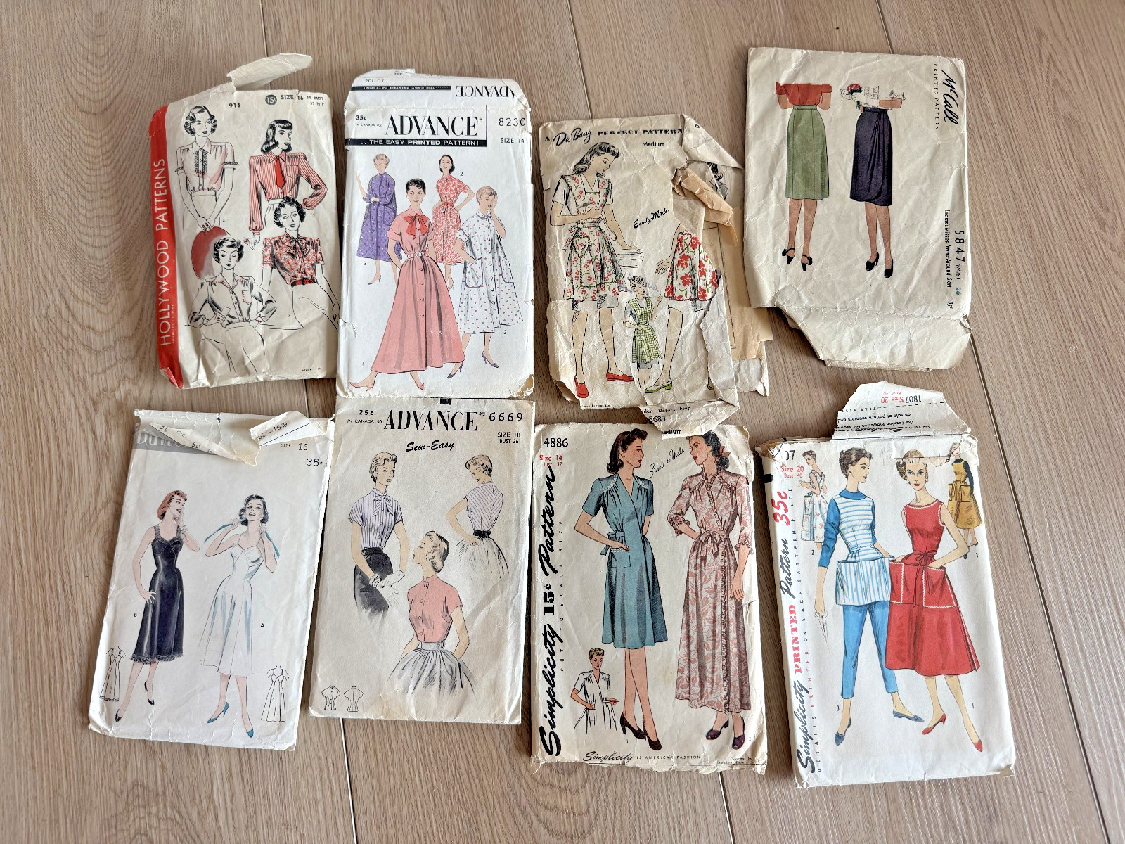 Lot (8) Vintage 1940s Simplicity, Advance Sewing Patterns Dresses Blouses Skirts Lot (8) Vintage 1940s Simplicity, Advance Sewing Patterns Dresses Blouses Skirts