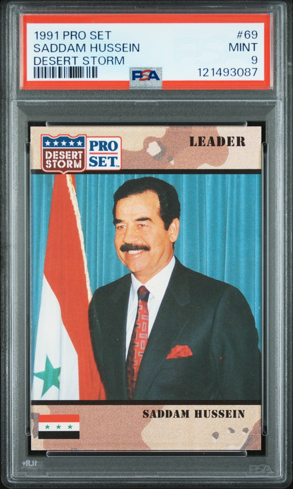 1991 Pro Set Desert Storm Saddam Hussein #69 - PSA 9 1991 Pro Set Desert Storm Saddam Hussein #69 - PSA 9