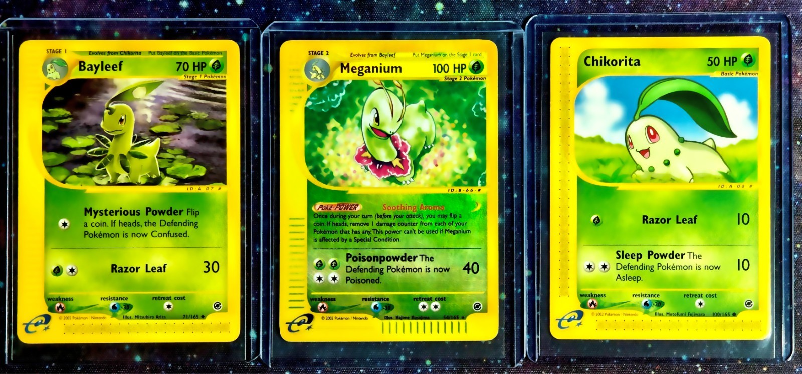 2002 Pokemon Expedition MEGANIUM Reverse Holo, BAYLEEF & CHIKORITA (3) Card Set 2002 Pokemon Expedition MEGANIUM Reverse Holo, BAYLEEF & CHIKORITA (3) Card Set