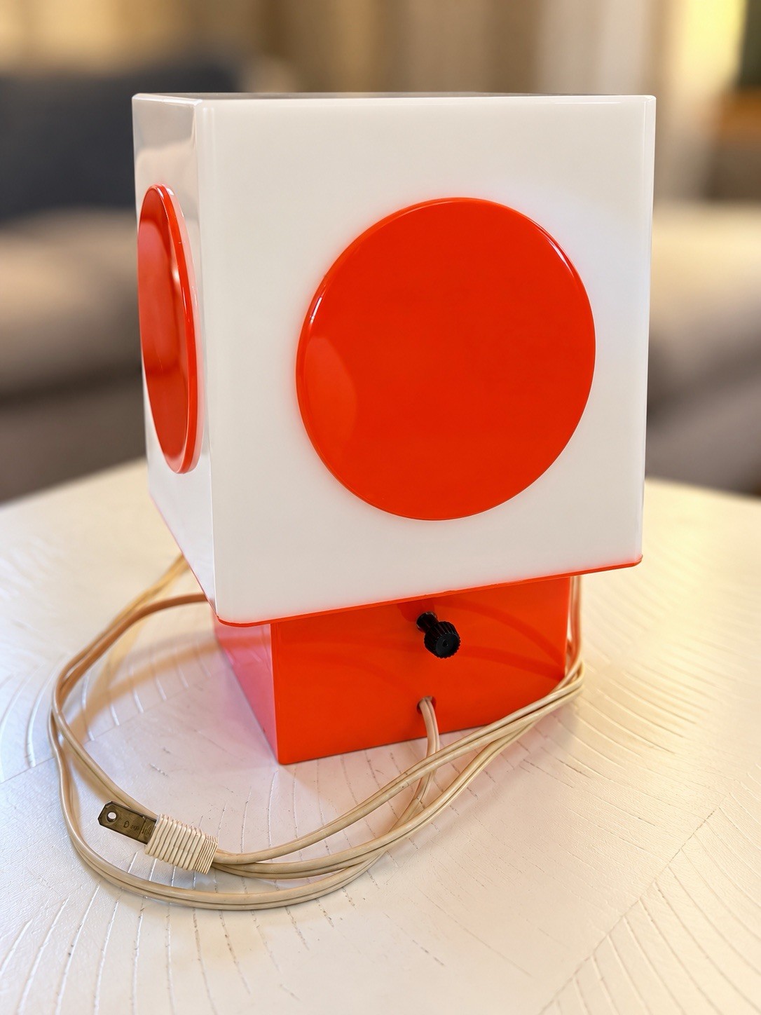 Vintage 1970s Space Age Cube Table Lamp Mod Pop Art Dot Light Working Original Vintage 1970s Space Age Cube Table Lamp Mod Pop Art Dot Light Working Original