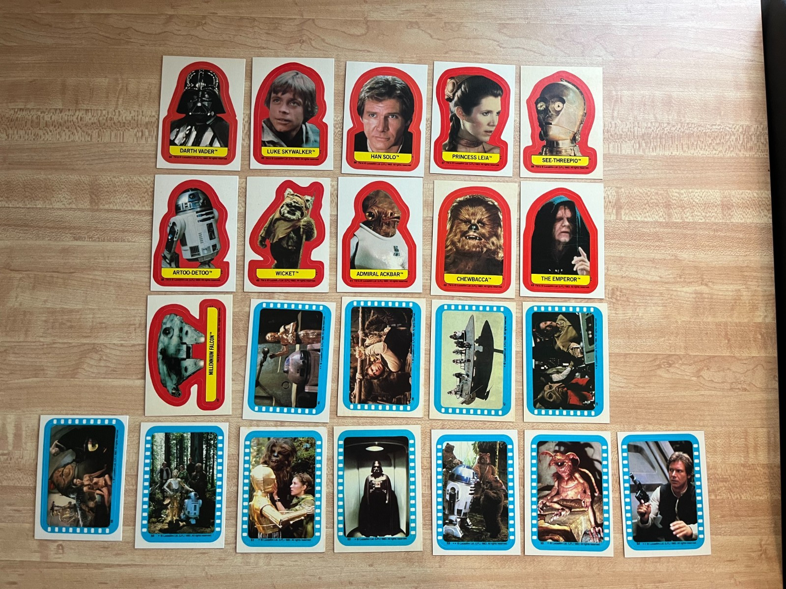 1983 Topps Star Wars Return of the Jedi Series 2 Complete Insert Set 22 cards