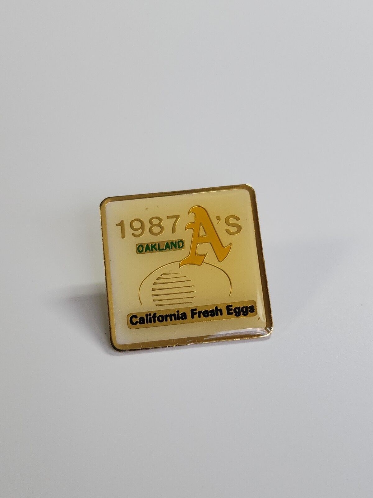 1987 Oakland A's Lapel Pin California Fresh Eggs Vintage