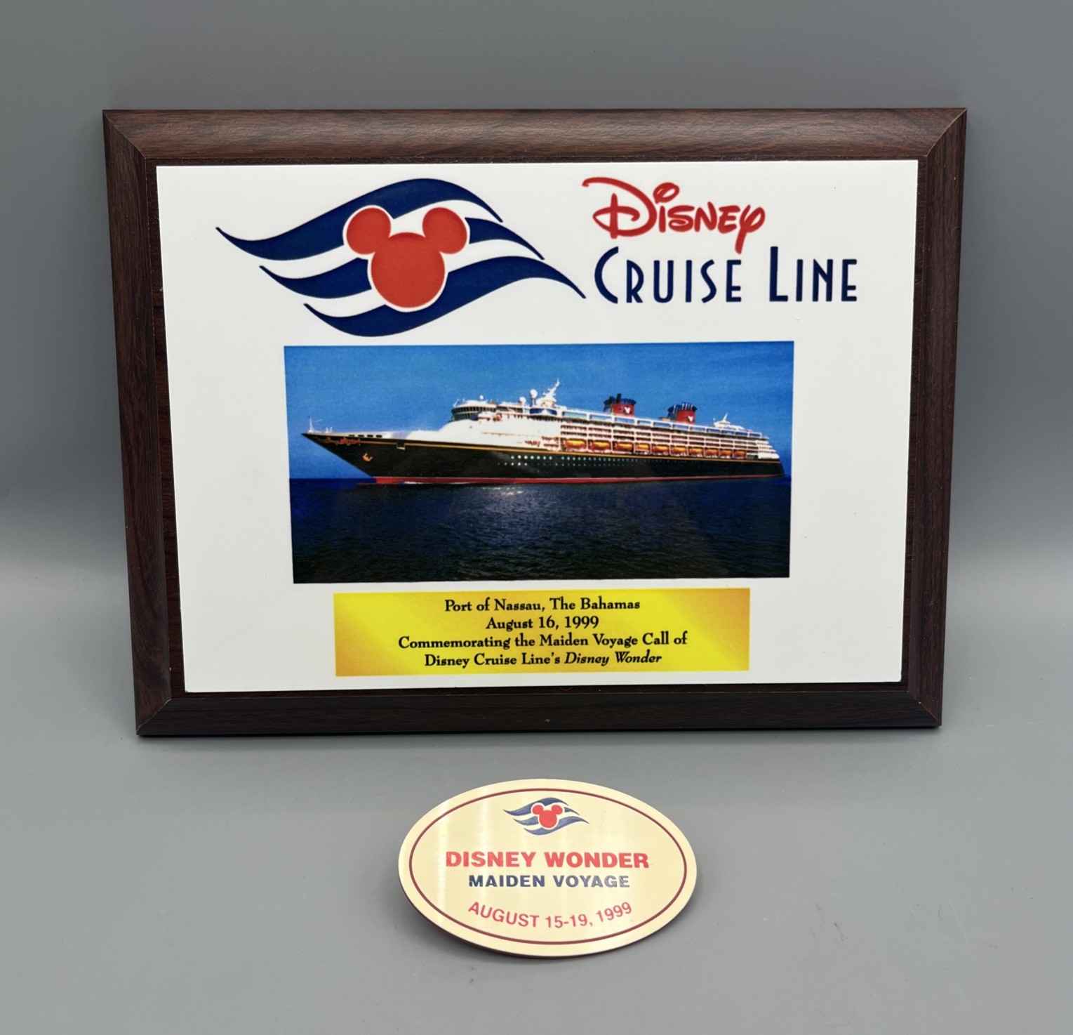 Disney CRUISE Line CAST Exclusive DISNEY WONDER Maiden Voyage Nametag + Plaque Disney CRUISE Line CAST Exclusive DISNEY WONDER Maiden Voyage Nametag + Plaque
