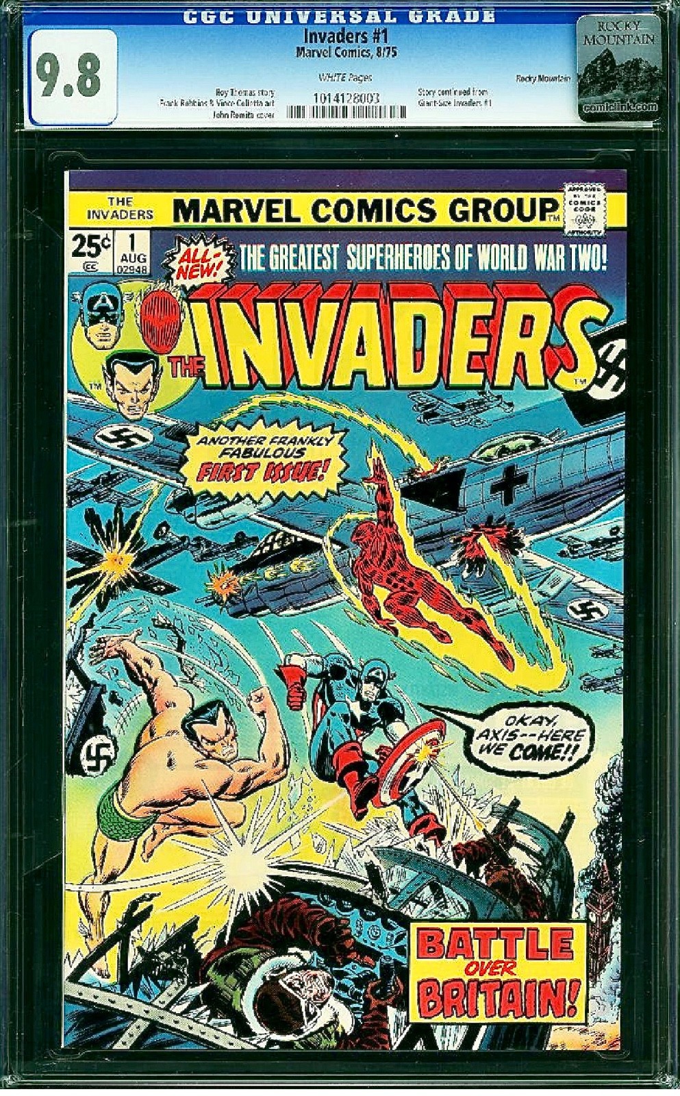 Invaders #1 CGC 9.8 Rocky Mountain Pedigree Highest Graded John Romita Cover Invaders #1 CGC 9.8 Rocky Mountain Pedigree Highest Graded John Romita Cover