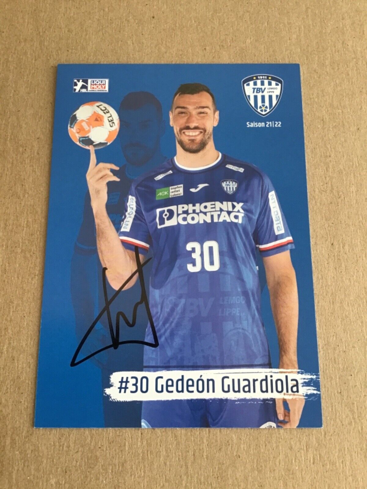 Gedeon Guardiola, Spain 🇪🇸 Handball TBV Lemgo 2021/22 hand signed 