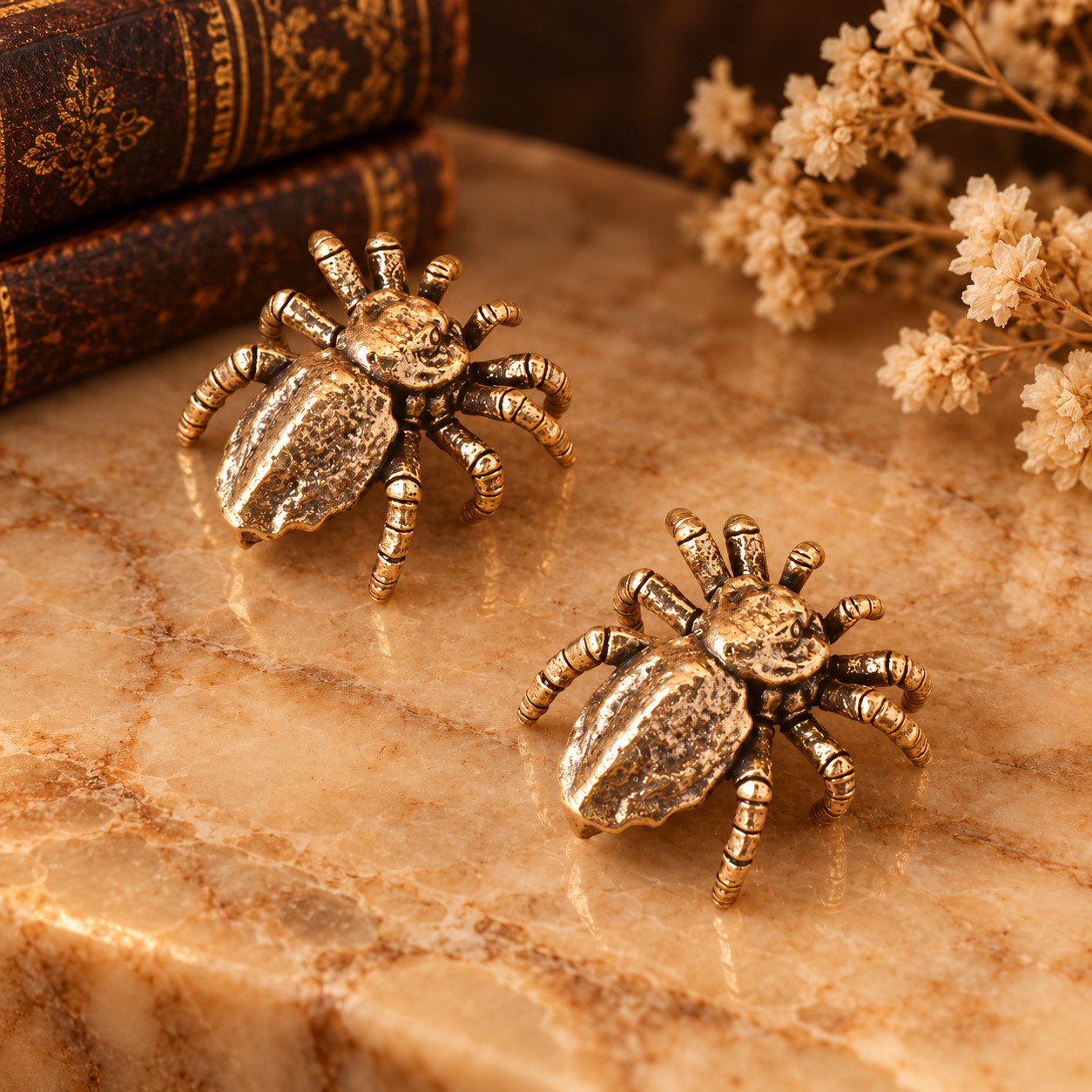 Mini Vintage Brass Cute Spider Statue Ornament Animal Decor Gothic Halloween