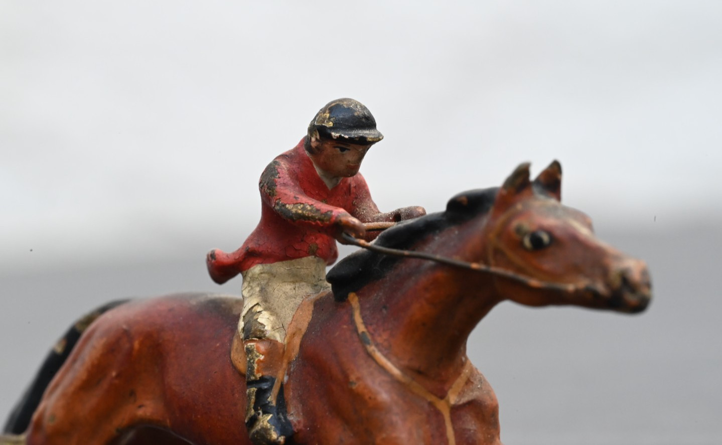 Awesome Austrian Vienna Cold Painted Bronze Figure of Jockey Riding Racehorse