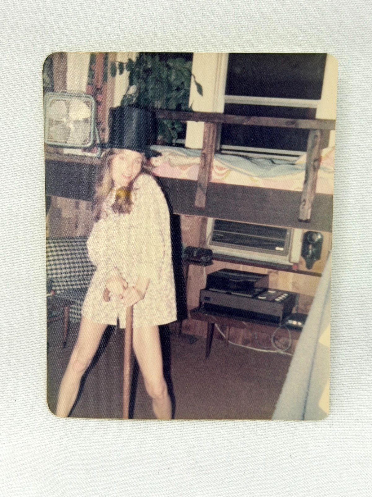 1970\'s Young Woman Shandi Sinnamon Wearing a Top Hat & Leaning on a Cane Photo 1970\'s Young Woman Shandi Sinnamon Wearing a Top Hat & Leaning on a Cane Photo