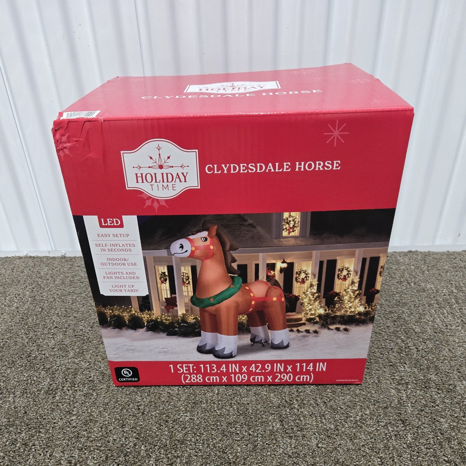 NEW 9 Ft Clydesdale Horse Large Christmas Inflatable & Lights Up - Holiday Time NEW 9 Ft Clydesdale Horse Large Christmas Inflatable & Lights Up - Holiday Time