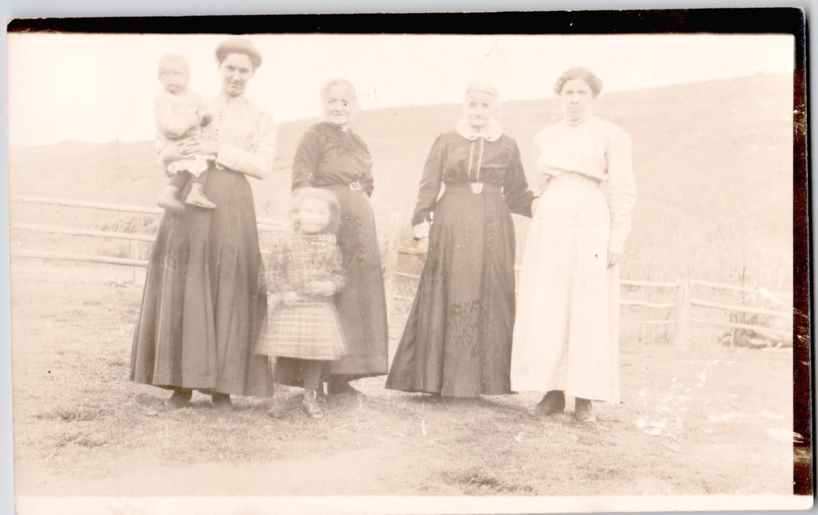 c1909 Multi Generation Family Group Women and Children RPPC Postcard Rural Scene c1909 Multi Generation Family Group Women and Children RPPC Postcard Rural Scene