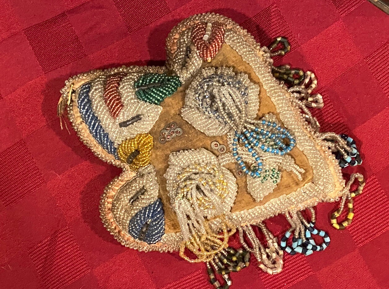 RARE Antiq Native American Beaded Pin Cushion Mohawk Indian Glens Falls NY 1910 RARE Antiq Native American Beaded Pin Cushion Mohawk Indian Glens Falls NY 1910