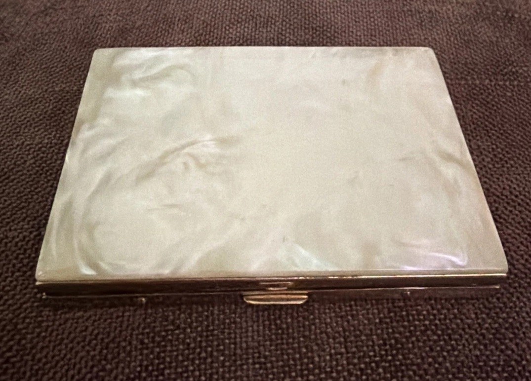 Vintage Mother Of Pearl Gold Tone Cigarette Case
