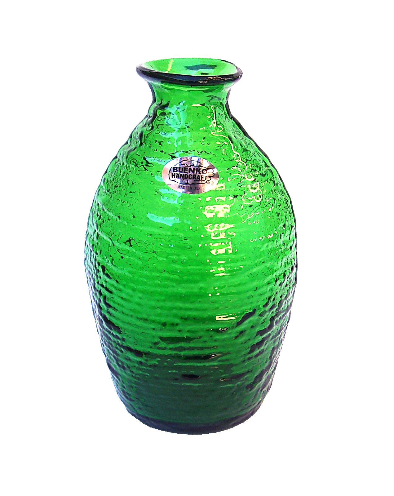 Blenko #2135L Strata Vase 2025 8.5” Green Beehive Textured 7.5” Unique Unused Blenko #2135L Strata Vase 2025 8.5” Green Beehive Textured 7.5” Unique Unused