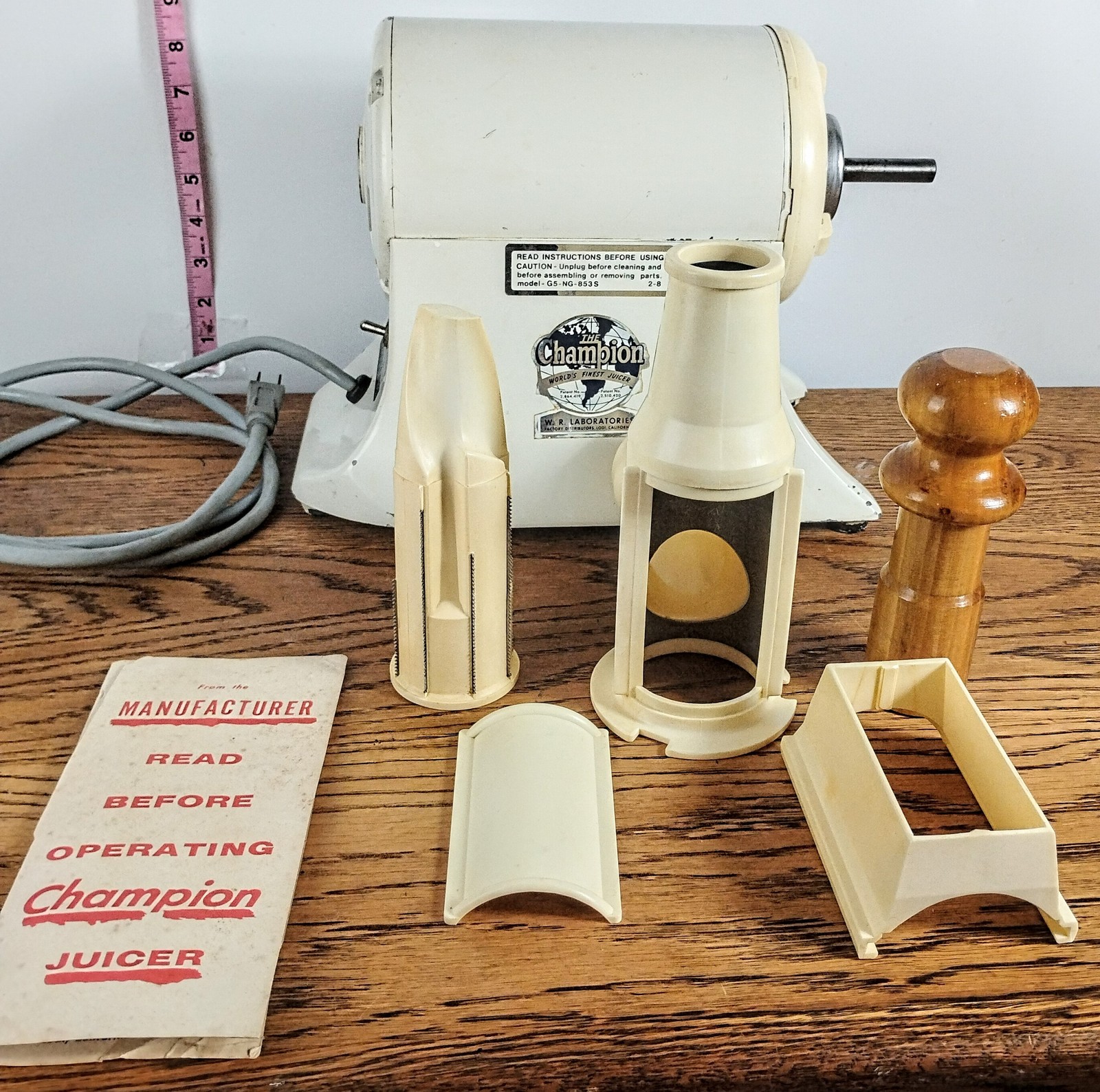 Vintage Champion Juicer G5-NG-853S 1/3 HP Orig Box & Manual Tested Works Great