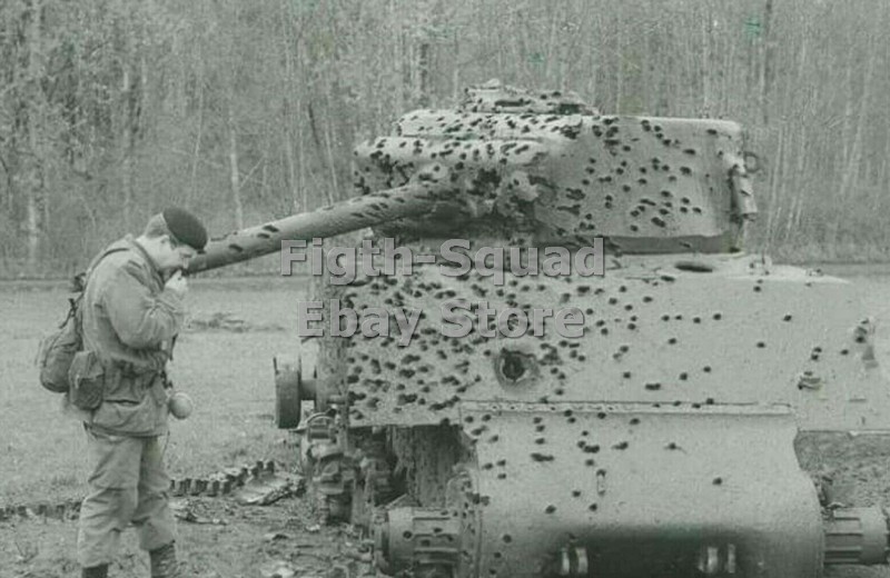 WW2 Picture Photo multiple hits in the tank M4 6122 WW2 Picture Photo multiple hits in the tank M4 6122