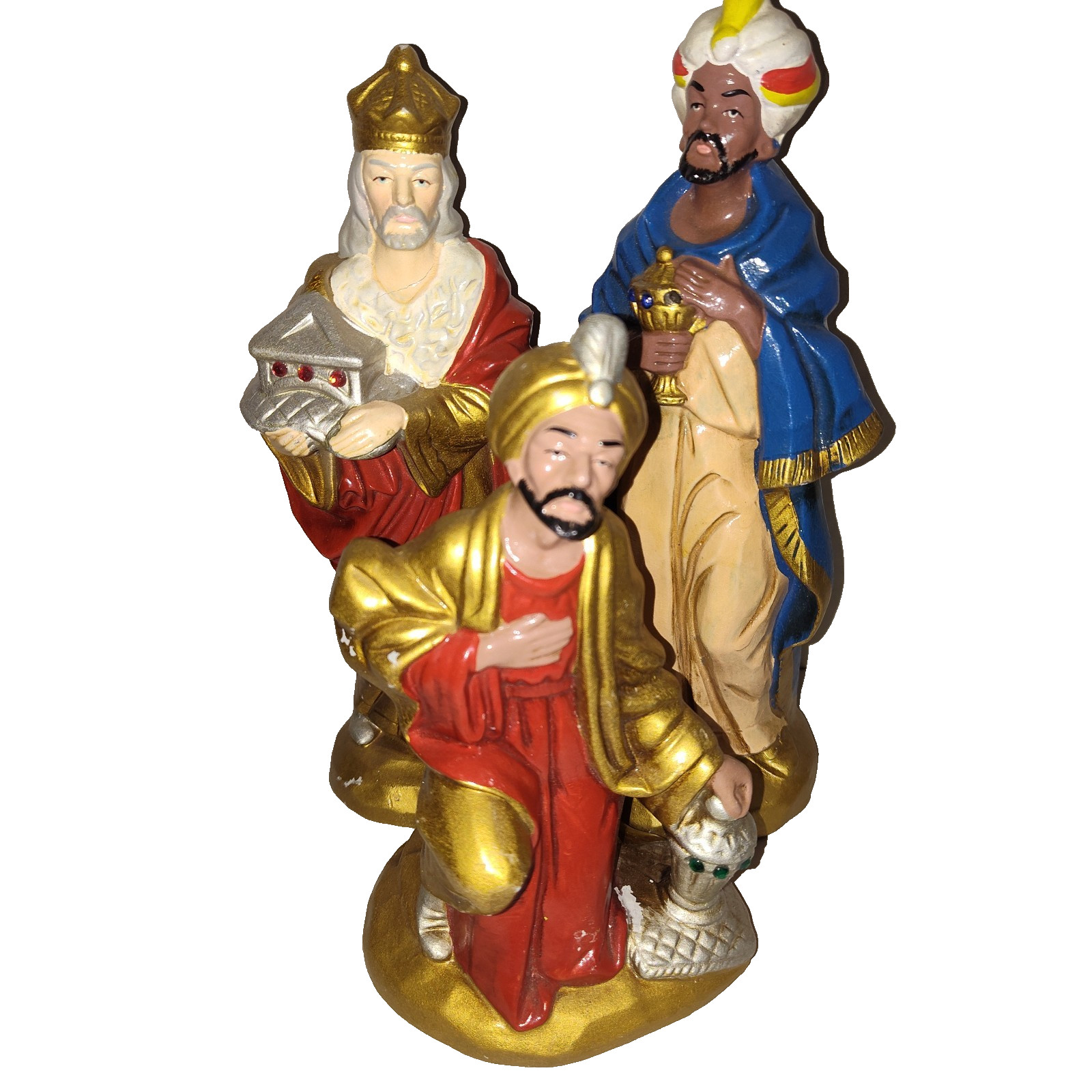 VTG HODA Three Wise Men Nativity Figurines Hand-Painted Plaster Set 10” VTG HODA Three Wise Men Nativity Figurines Hand-Painted Plaster Set 10”