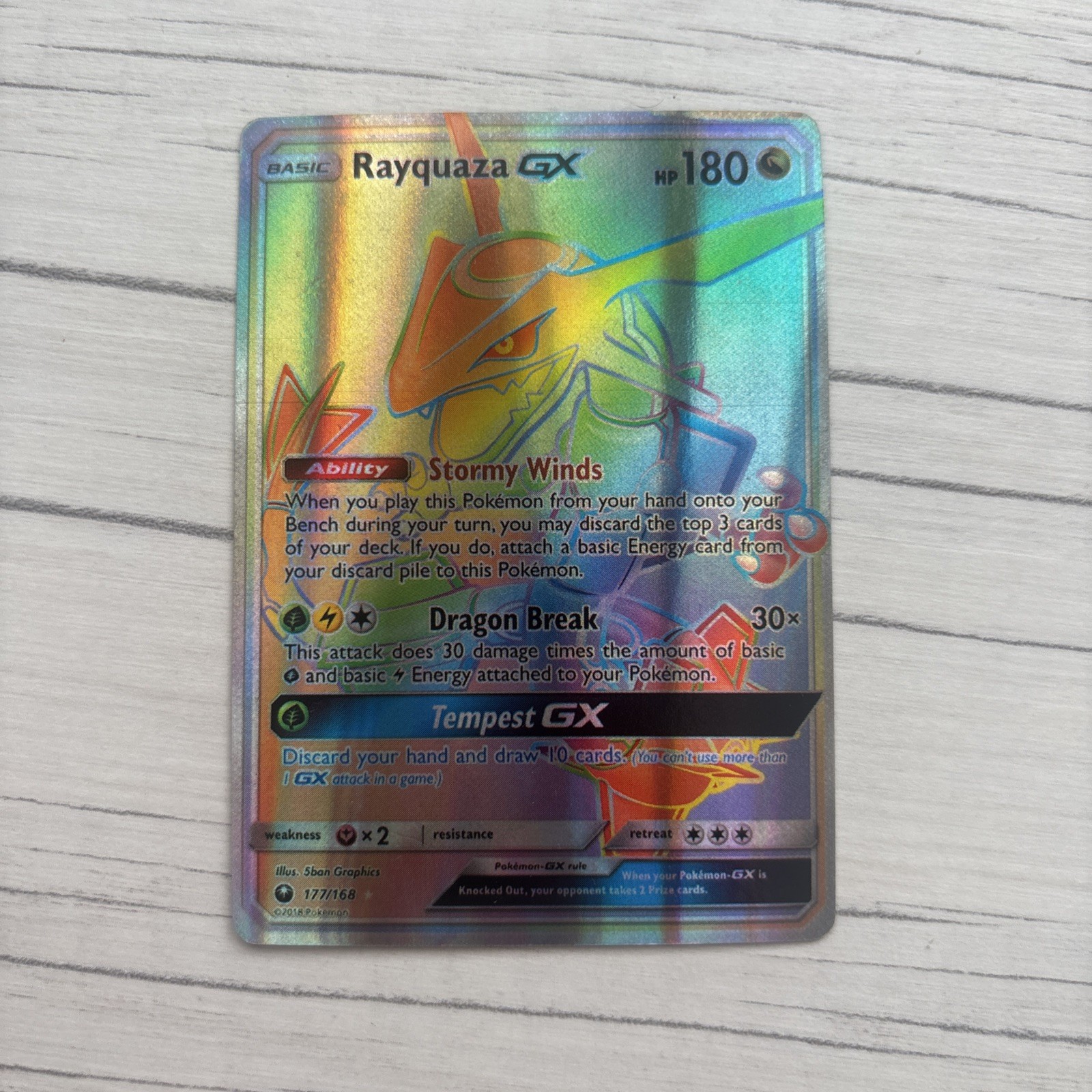 Rayquaza GX 177/168 Secret Rare Full Art Holo - Celestial Storm English 2018 Rayquaza GX 177/168 Secret Rare Full Art Holo - Celestial Storm English 2018